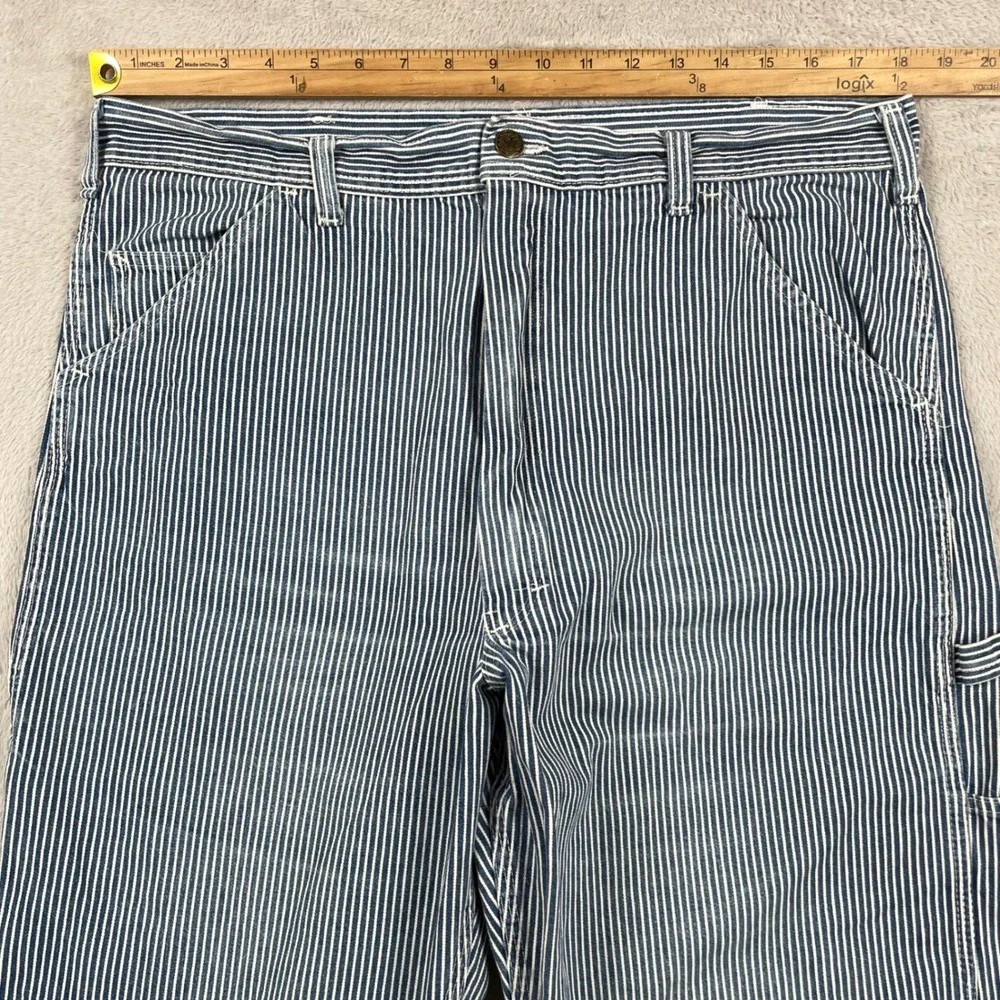 Stan Ray Carpenter Pants Mens 36x29 Blue Hickory Stripe Workwear USA Made READ